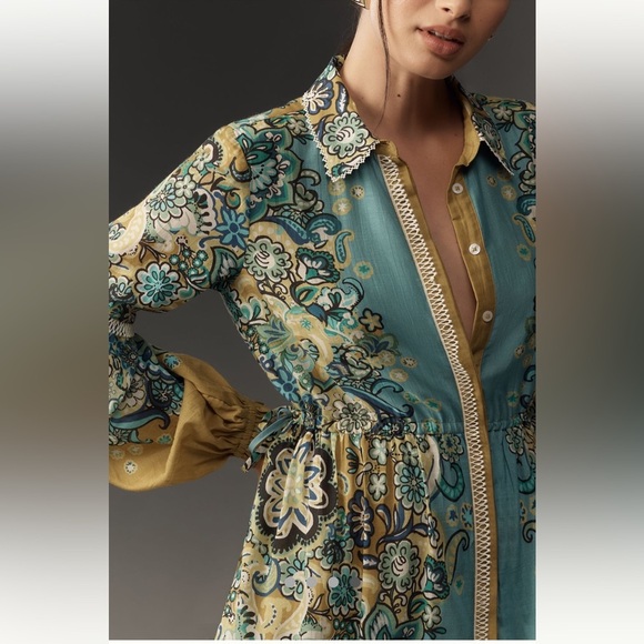 Anthropologie NWT The Eleanora Long-Sleeve Maxi Shirt Dress size XS. - Picture 4 of 16